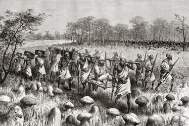 Entdecker Pietro Paolo Savorgnan di Brazza verlässt Kalasa, Sambia, aus 